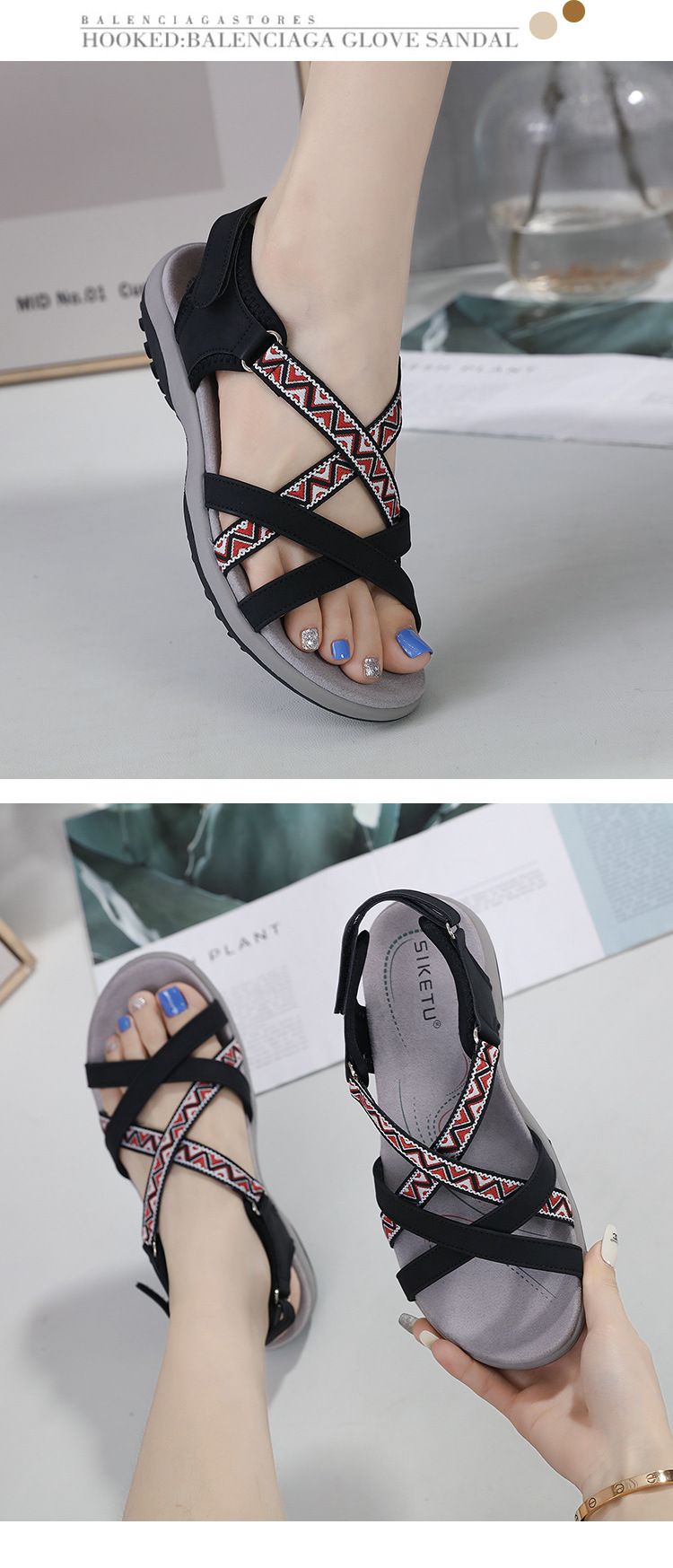 K6357-5 New 2025 Women's Sports Style Sandals Comfortable Durable Flat Shoes_voghion.com