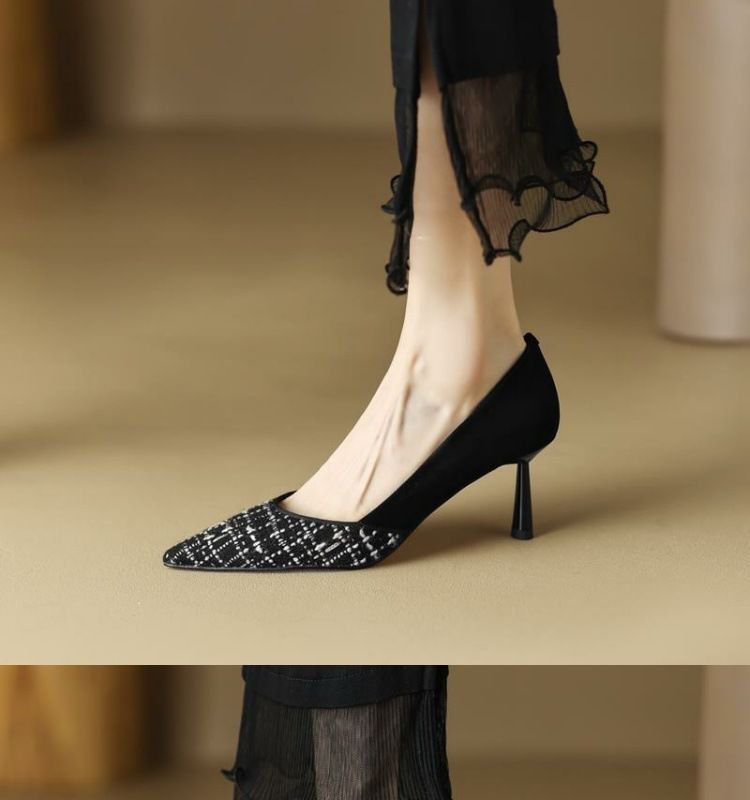 Frühlings- und Herbstmode, kleiner, duftender Stil 2025, feine, spitze Schuhe mit hohem Absatz_voghion.com