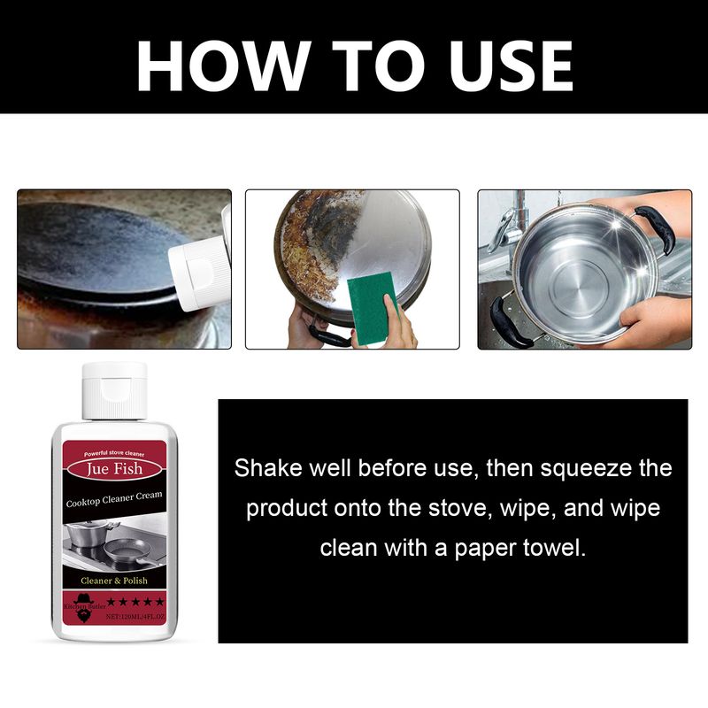 Jue-Fish Cooktop Cleaner Cream, Wash The Kitchen Stove Basin To Remove Oil Stains And Dirt To Remove Black Dirt At The Bottom Of The Pot_voghion.com