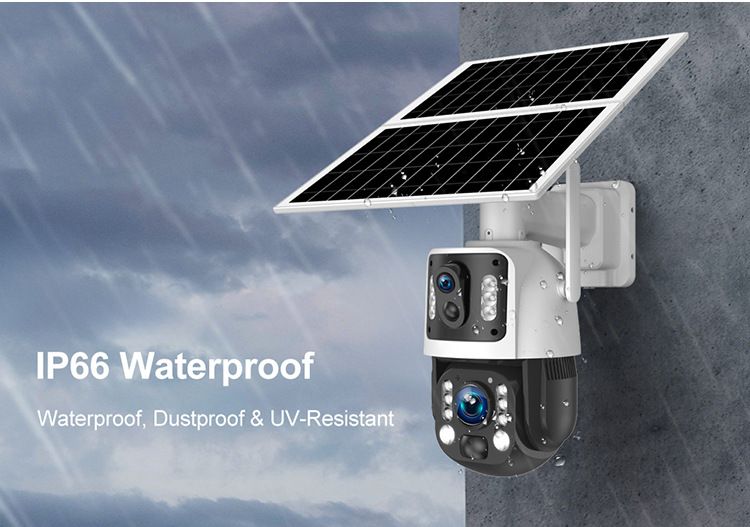 Caméra de sécurité solaire extérieure 6 MP, zoom 99X, Wi-Fi/4G, version UE, vision nocturne, étanchéité IP66, stockage sur carte TF, caméra de surveillance à énergie solaire._voghion.com