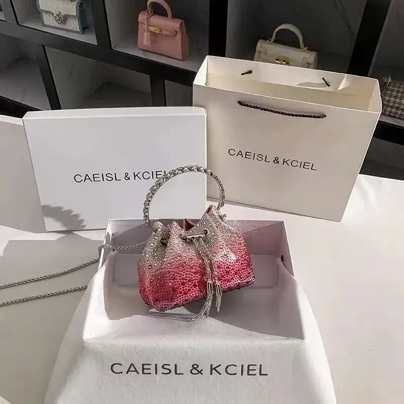 Borsa a tracolla con manico ad anello in metallo con glitter lucido Dias da sera, da donna, da festa, da sposa_voghion.com