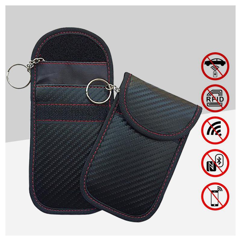2025 New Carbon Fiber Anti-theft Car Remote Fob Cover RFID Electromagnetic Shielding Key Case_voghion.com