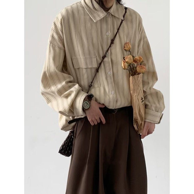 CT 2025 Spring Striped Long Sleeve Men Loose Casual Oversize Draped Turn-down Collar Shirt Jacket_voghion.com