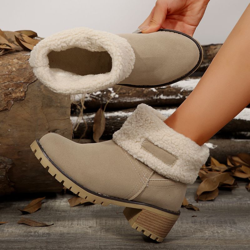 Botas de nieve de ante con tacón grueso, talla 43, botas de algodón de talla grande_voghion.com