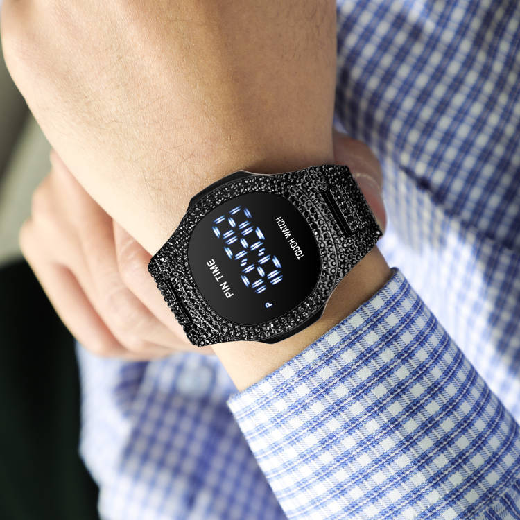 Luxuriöse, minimalistische Digitaluhr für Herren mit Diamantakzenten – wasserdichte Quarzuhr für Business und Freizeit – Roségold, Silber, Gold, Schwarz_voghion.com