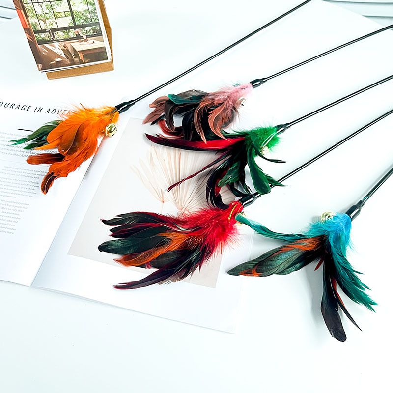 Pet Cat Toy Feather Bell Teaser Wand_voghion.com