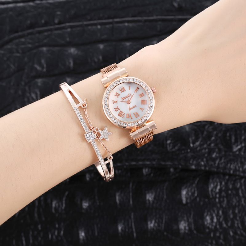 Student Watch Milan Magnet mit römischen Ziffern für Mädchen, einfache Damenuhr für den täglichen Pendler, lässig, Geburtstag, Valentinstagsgeschenk_voghion.com