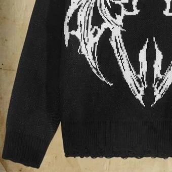 Urban Textured Knit Sweater – Heren Halloween-heren ronde hals met jacquarddetails (S-XL, stretch linnenmix)_voghion.com