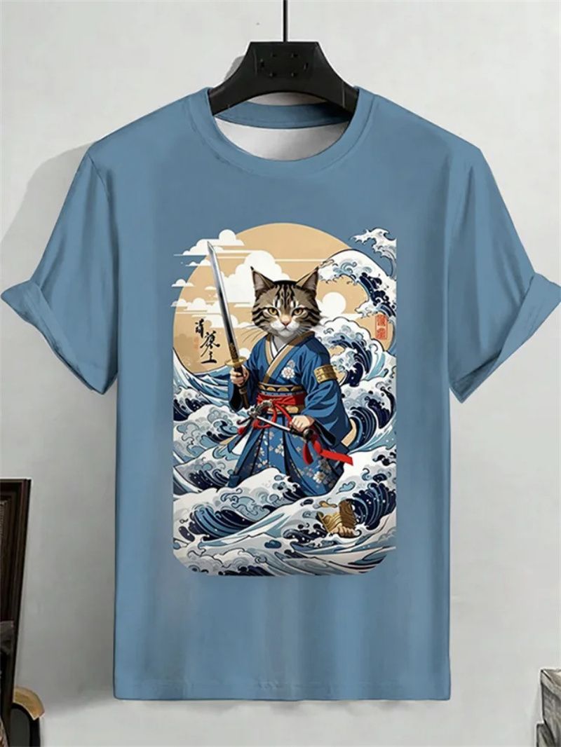 Japanese Ukiyo-e Graphic T Shirt Men Animal Waves Sun 3D Printed T-Shirts Casual Short Sleeve Tees Outdoor Oversized O-Neck Tops_voghion.com