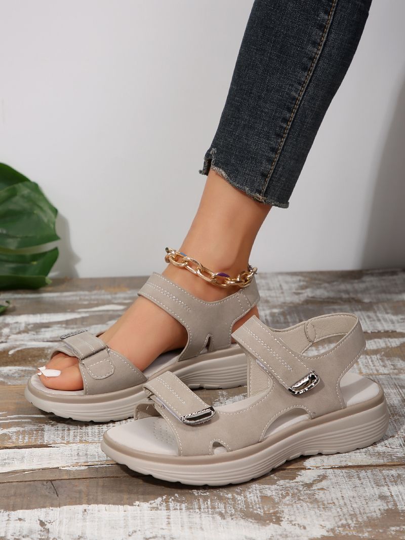 Summer 2024 new foreign trade sandals for women sports style wedge heel lightweight Velcro large size sandals for women one piece drop shipping_voghion.com