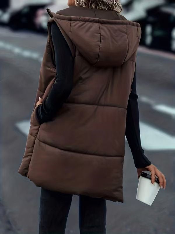 Gilet imbottito senza maniche da donna, caldo giubbotto trapuntato invernale, capo casual oversize da indossare a strati_voghion.com