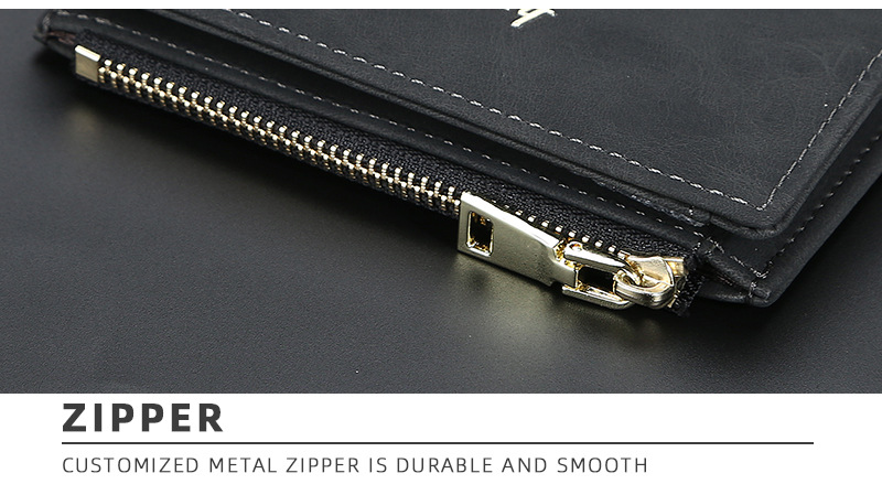 Carteira Baellerry Masculina Curta com Zíper Carteira Vertical Multicartões Elegante Moeda de Alta Qualidade_voghion.com