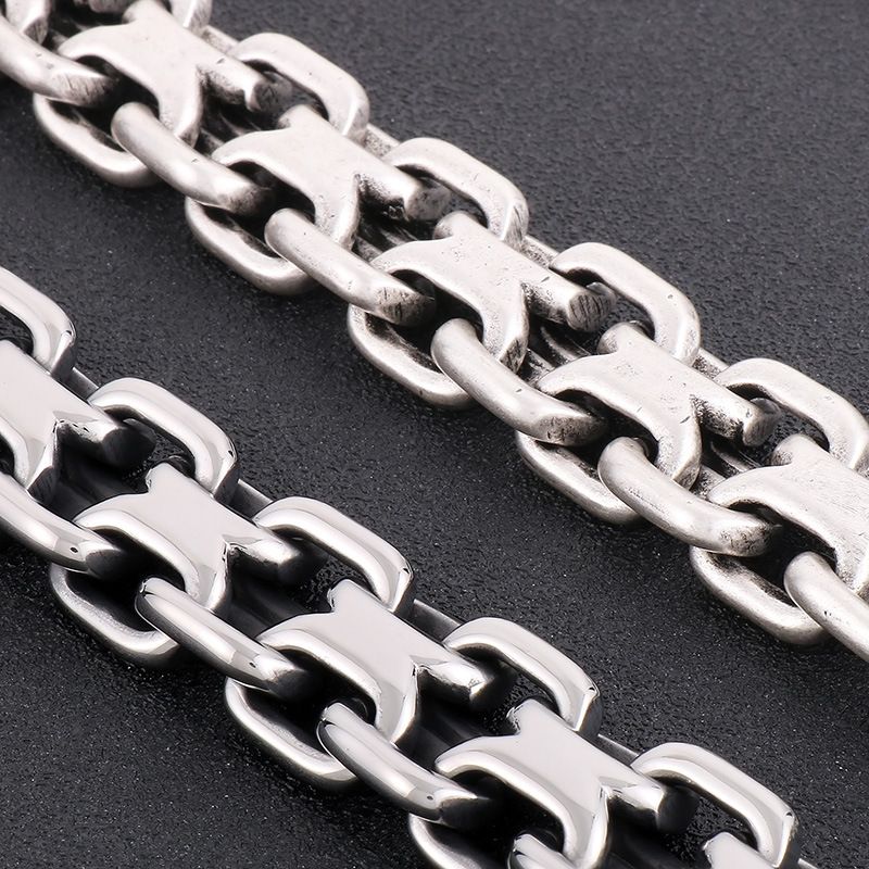 Men's Stainless Steel Bracelet With Vintage Chain Design - Punk Style Titanium Steel Cuff For Bold And Edgy Look - Sizes 10mm-20mm_voghion.com