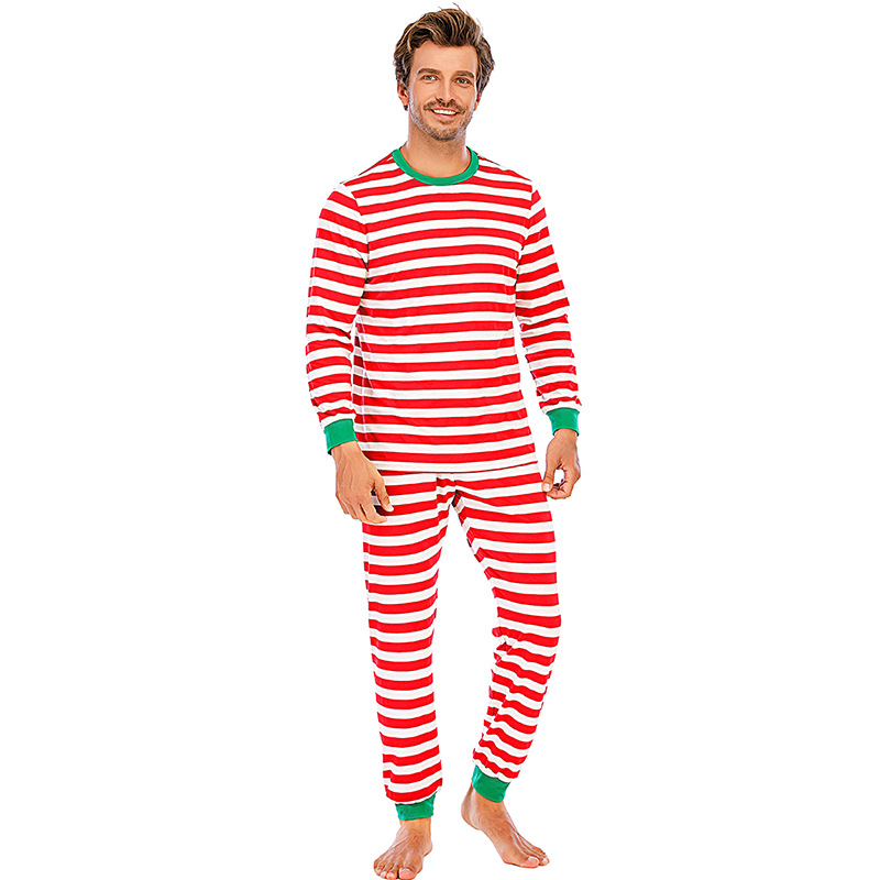 Men's clothing Pajamas men's striped long-sleeved pajamas men's pajamas cross-border pajamas men's autumn Christmas men's pajamas_voghion.com