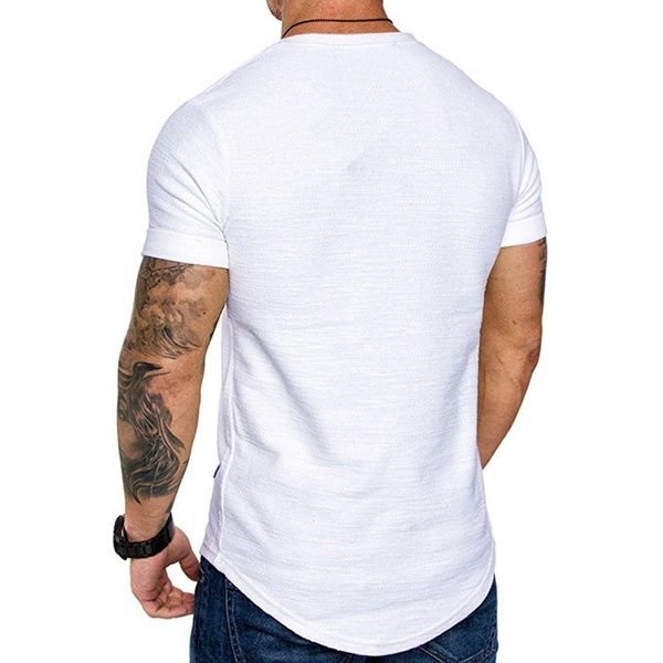 Camiseta de diseño nuevo de 2025, color puro, 100 % algodón, para hombre y mujer, blanca, cuello redondo, holgada, de manga corta, modelo básico, camiseta deportiva para correr._voghion.com
