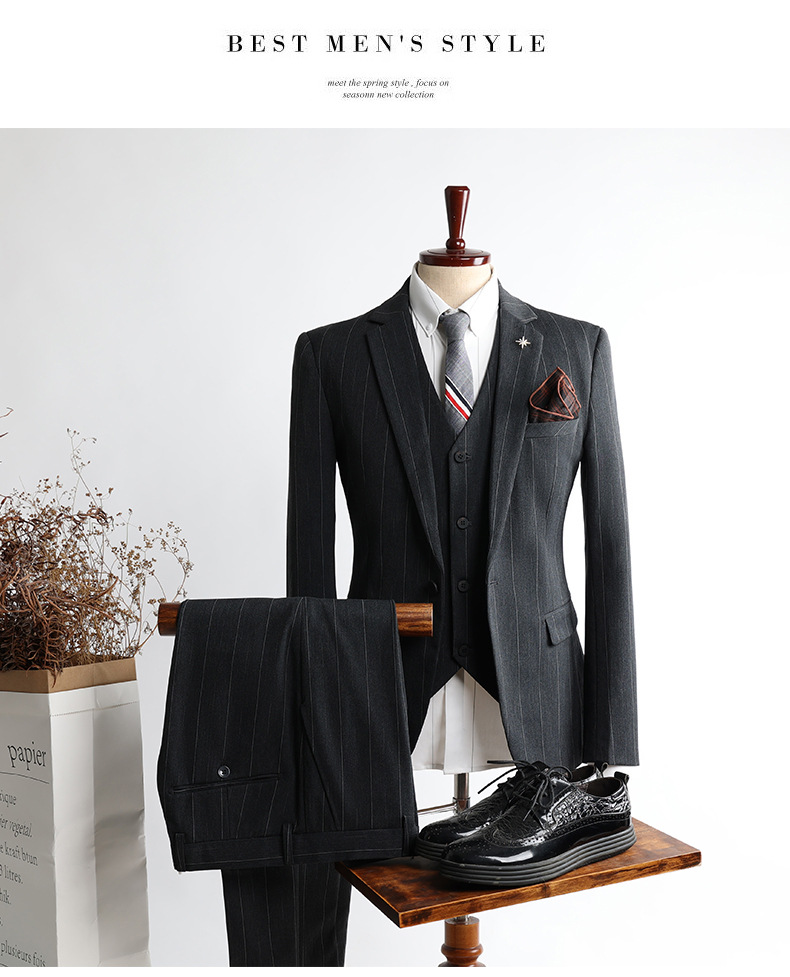 Herrenbekleidung Slim Fit Hochzeitsanzug-Set – Moderner Business-Blazer und Hose mit optionaler Weste, Herbst-Winter-Kollektion (Dunkelgrau)_voghion.com