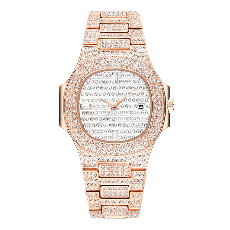 Orologio da uomo al quarzo impermeabile con stella del cielo tempestato di diamanti con calendario della moda di fascia alta MISSFOX_voghion.com