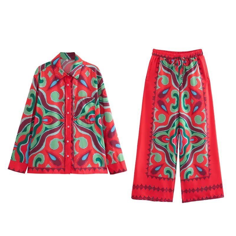 Dammekleeder Modesch Summer nei positionéierend gedréckte Hosenträger Tube Top + drapéierend wäitbeen Hosenkostüm 8VS9392_voghion.com