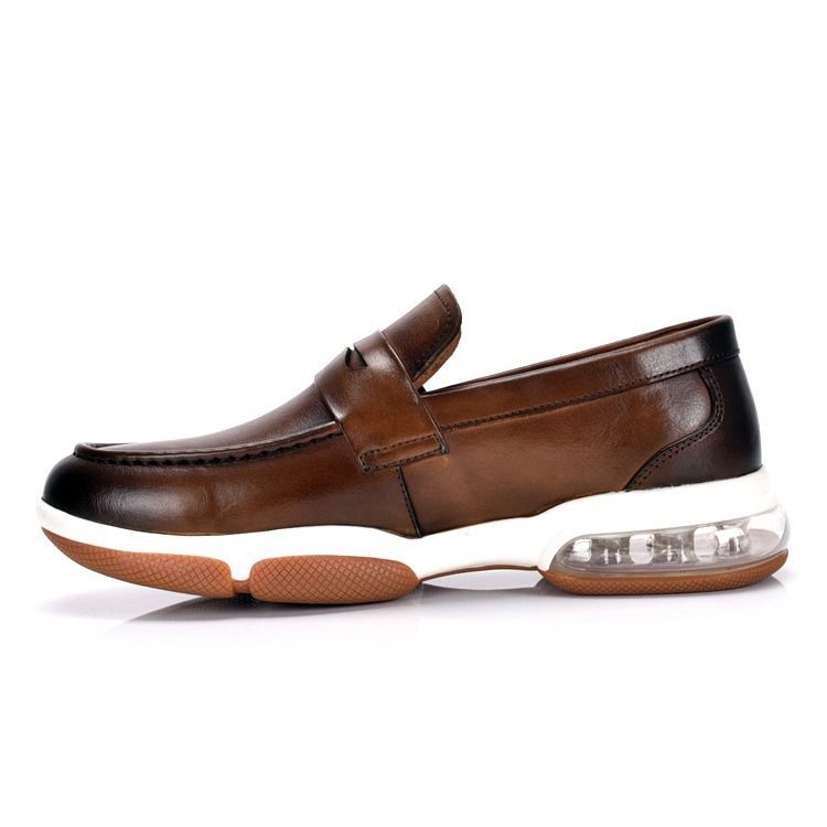 Herren Sommer Echtes Atmungsaktives Britisches Vielseitiges Luftkissen-Schuhset, Lässige Lederschuhe, Ein-Fuß-Slip-Loafer_voghion.com