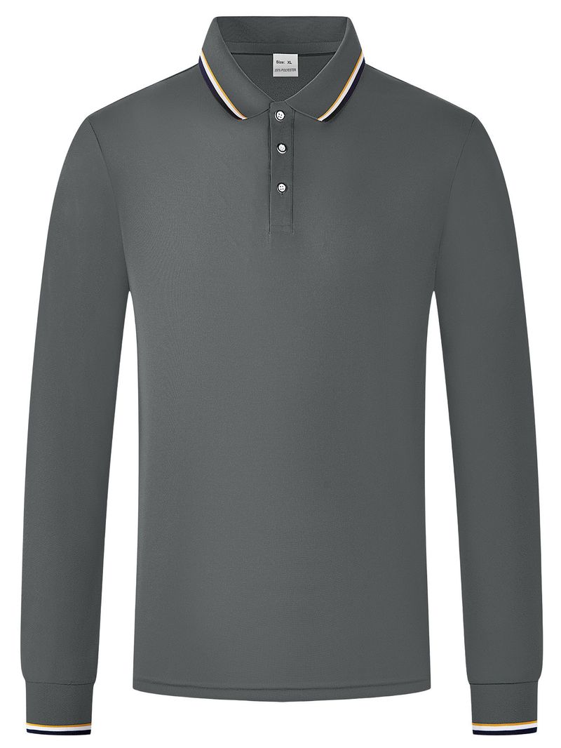 Men's Breathable Jacquard Polo Shirt - Loose Fit Long Sleeve Casual Top For Golf & Everyday Wear_voghion.com