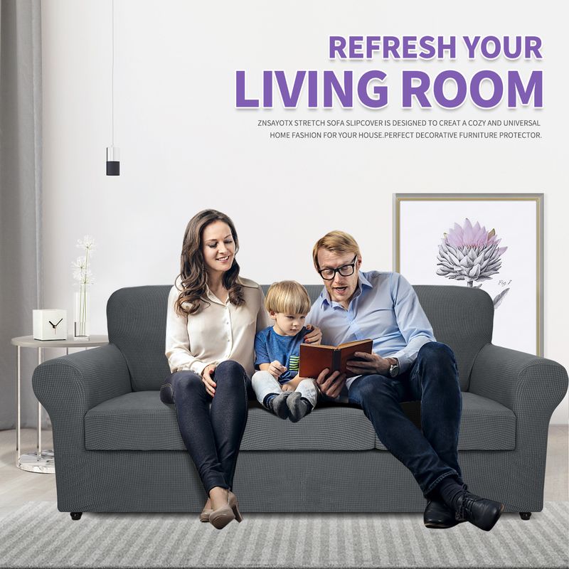 polar fleece sofa cover all-inclusive elastic thickened solid color sofa cushion Four Seasons fabric sofa cover_voghion.com