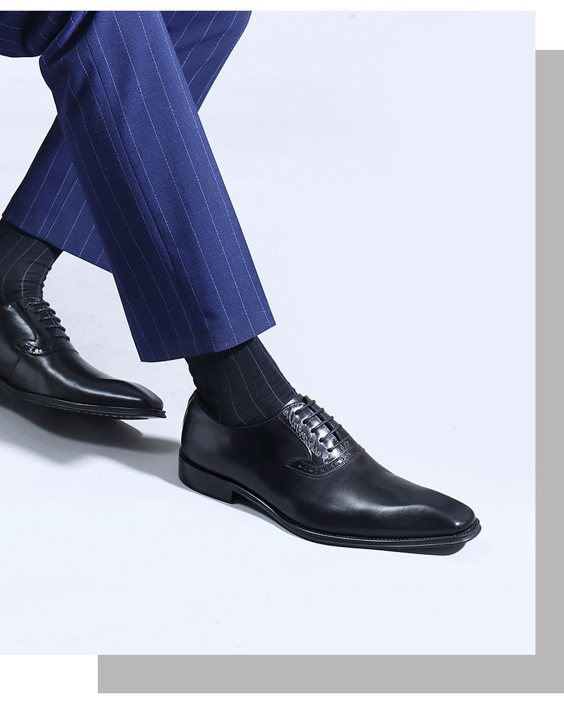 Skórzane buty męskie pierwsza warstwa skóry bydlęcej biznesowe formalne skórzane Brock rzeźbione brytyjskie zabytkowe buty ślubne garniturowe_voghion.com