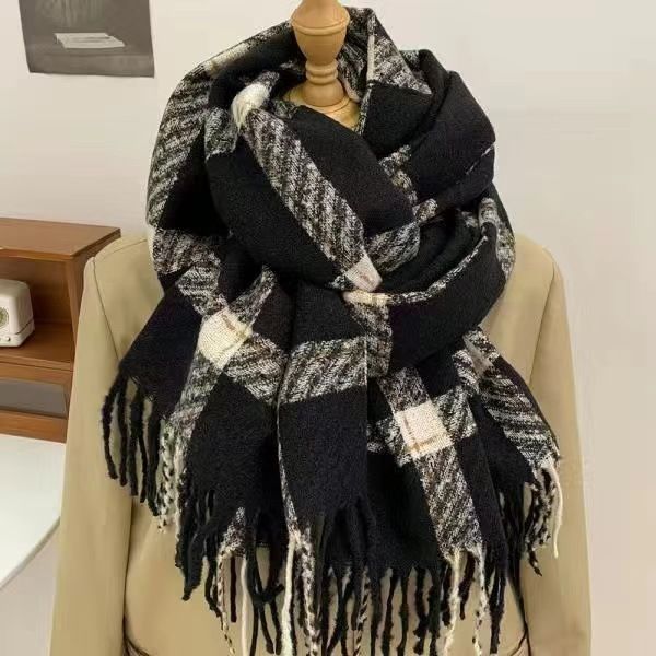 Sciarpa a quadri da coppia autunno/inverno, da donna, in edizione coreana, di alta qualità, versatile, spessa e calda, lavorata a maglia_voghion.com