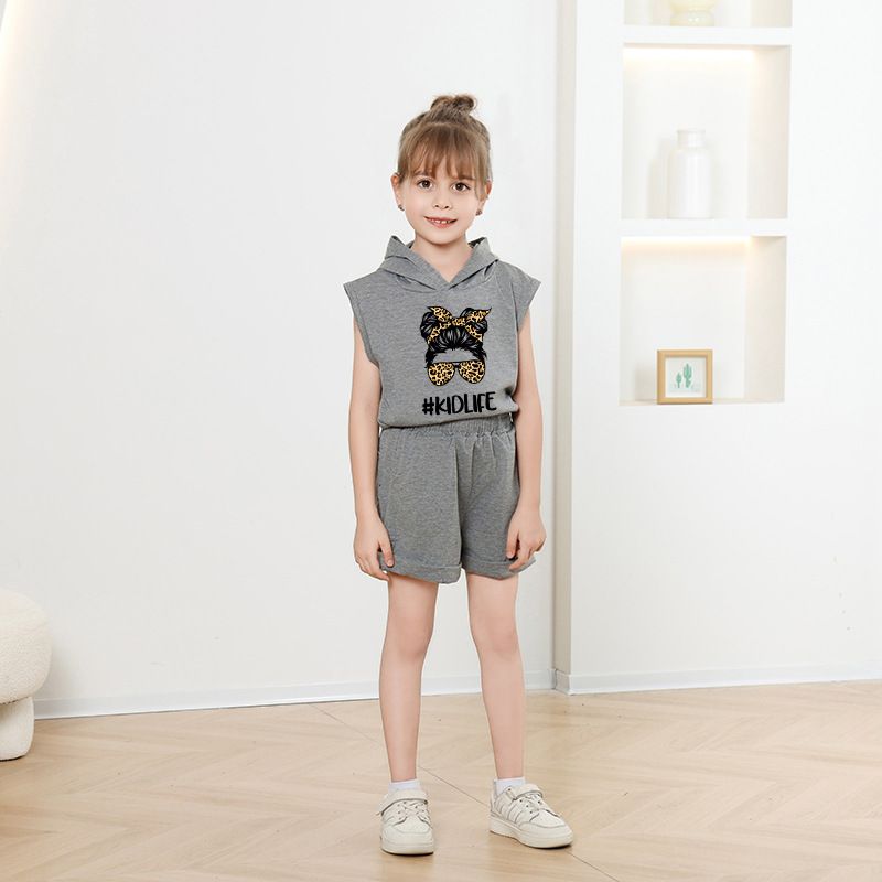 Children's Clothing 2025 New Girls Shorts Suit Hooded Two Piece Korean Style Fashion Cartoon Vest Trend_voghion.com