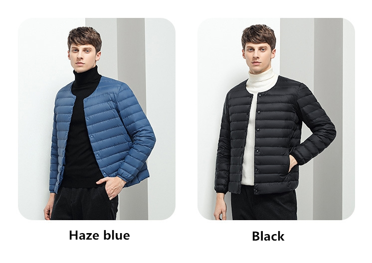 Men's Liner Duck Down Jacket O-neck Variable V-neck 2023 New Men Winter Keep Warm Collarless Ultralight Quilted Puffer_voghion.com
