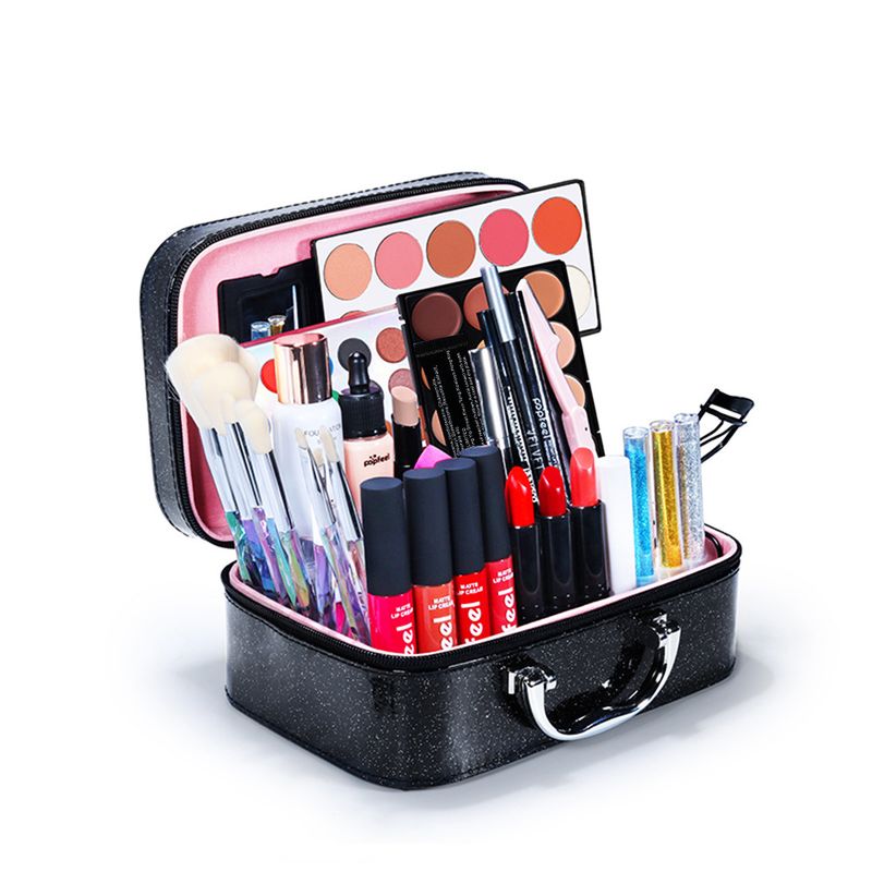Make-up-Sets POPFEEL Lidschatten Lipgloss Rouge Foundation Lipgloss Lippenstift Make-up-Box Komplettset Kombination KIT014_voghion.com