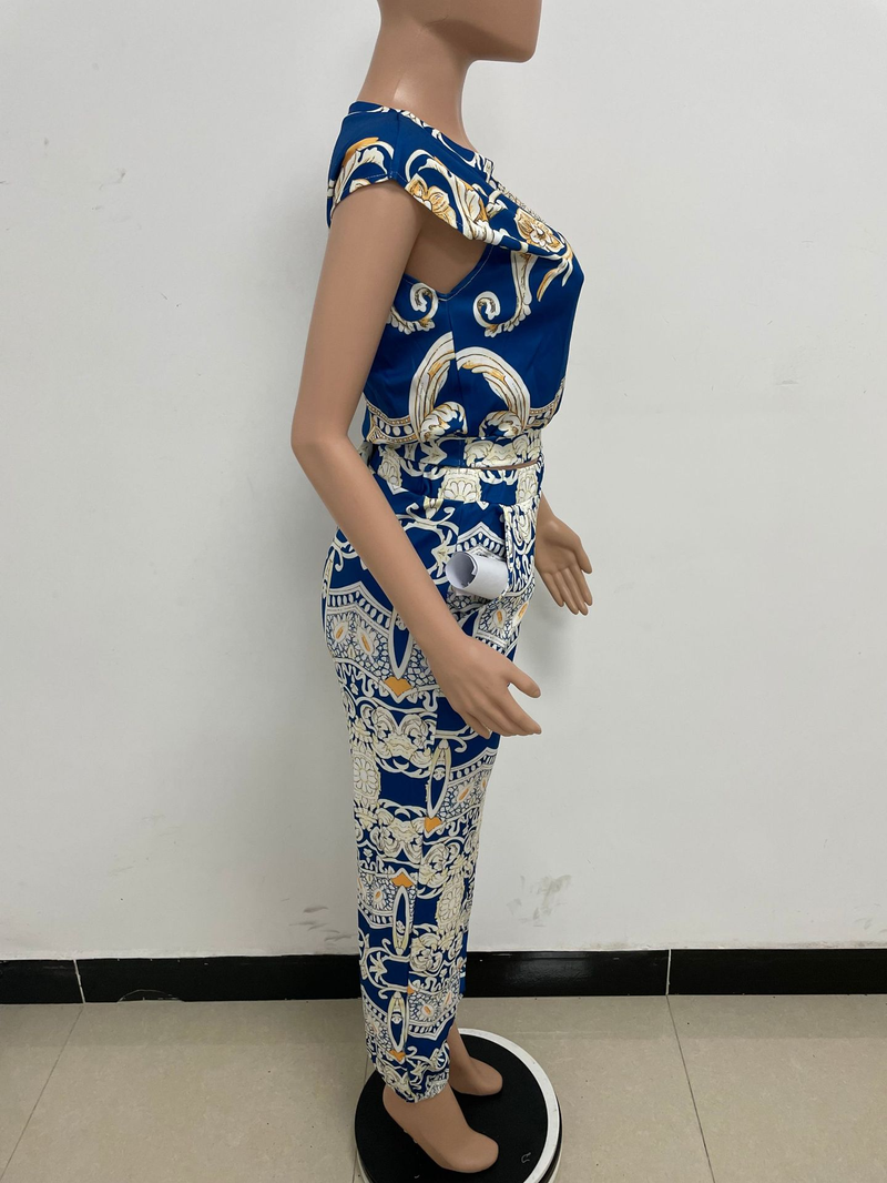 Ensemble deux pièces imprimé sans manches pour femmes, bretelles de station indépendantes, petit costume décontracté à parfum _voghion.com