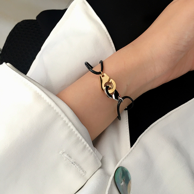 Heldig rødt armbånd håndjern sammenlåsende Valentinsdag par utvidbart farget armbånd dekorasjon_voghion.com