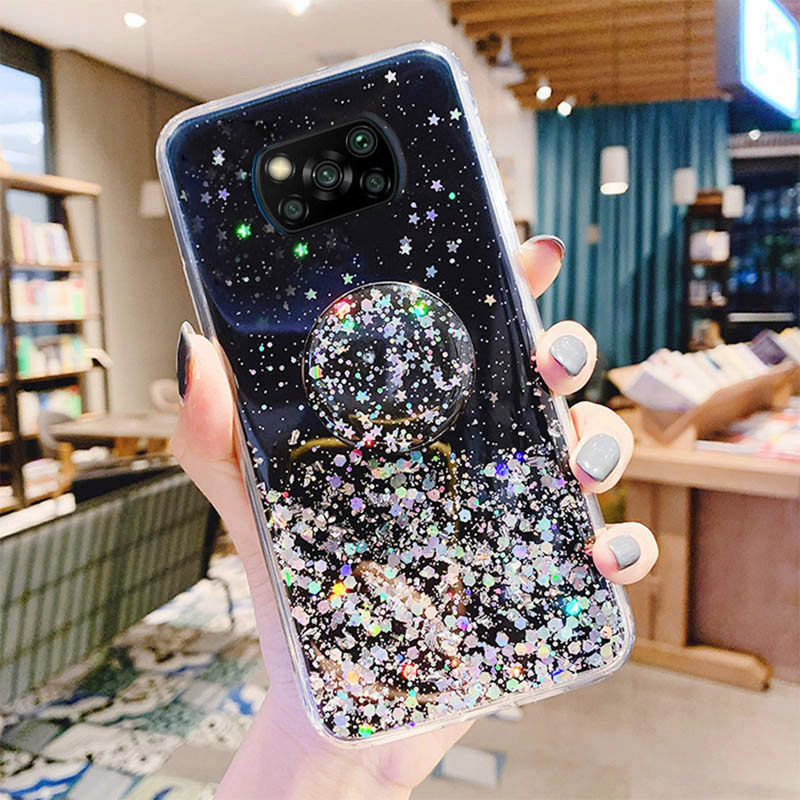 Poco X3 NFC Pro Case 3D Cute Bling Glitter Star Cover For Xiaomi Poco F2 Pro Luxury Epoxy Soft Holder Cases Poco X2 M2 P_voghion.com