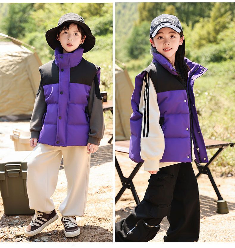 Pufferweste für Kinder für Jungen und Mädchen – warme, ärmellose Winterjacke mit Entendaunenfüllung, leicht und stylisch, Unisex-Jugendmantel_voghion.com