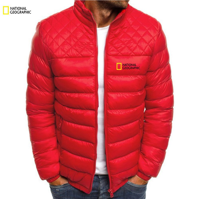 Giacca sportiva casual da uomo, calda, in cotone trapuntato, con colletto alto, tinta unita_voghion.com