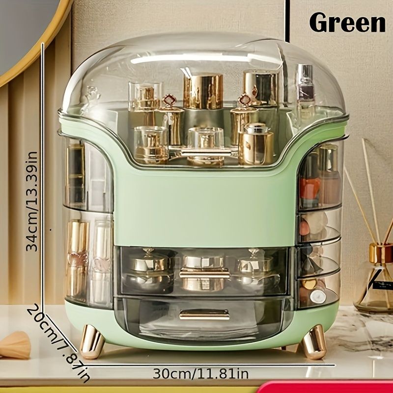 1pc Large Capacity Cosmetic Storage Box, Cosmetic Storage Box With Drawer & Clear Lid, Desktop Dustproof Cosmetic Storage Box, Skin Care Product Shelf_voghion.com