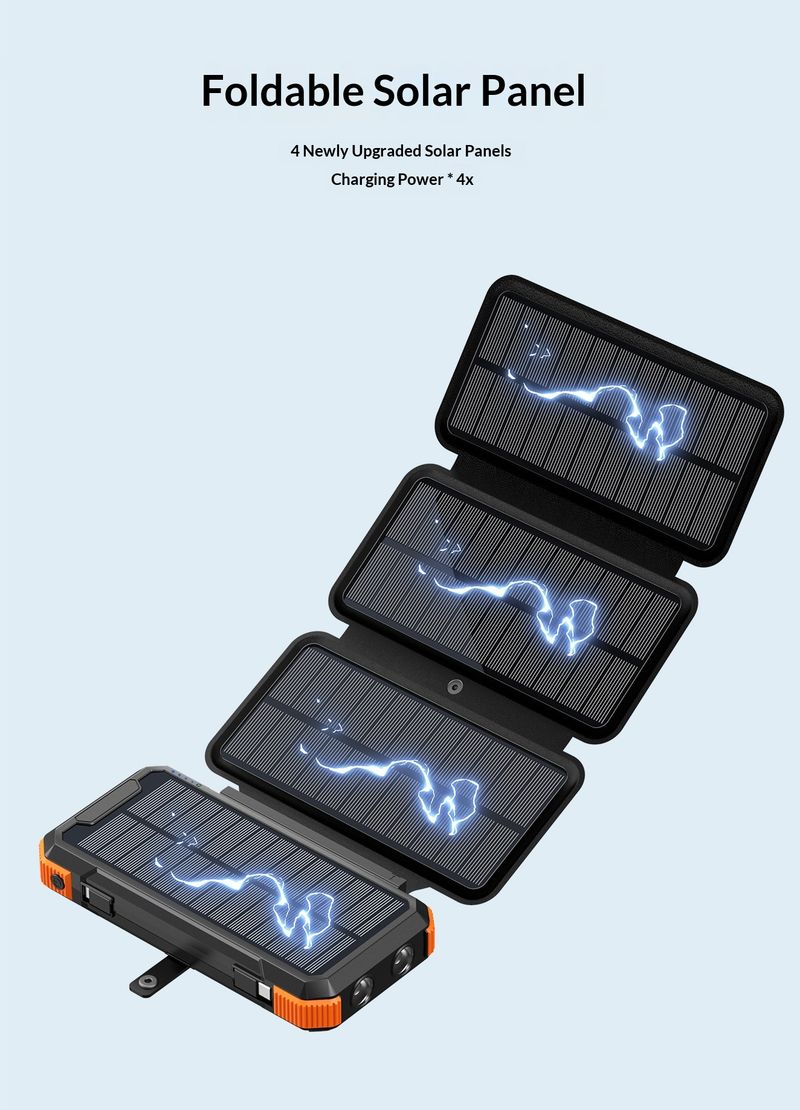Detachable Solar Wireless Power Bank 20000mAh Hand Crank Generator With Light And Cigarette Lighter Built-in Cable_voghion.com