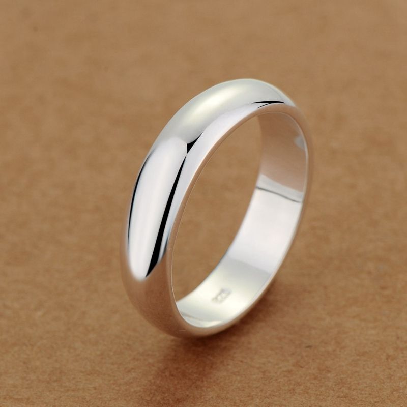 Fashion Never Fade Simple 4mm Glossy Stainless Steel Ring Couple's Sier Color Wedding Bands for Women Men Gift Engaged Jewelry_voghion.com
