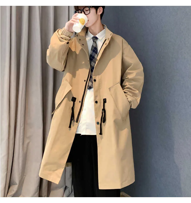 Cappotti da uomo alla moda con colletto rovesciato, tinta unita, trench, autunno inverno, monopetto, finto, 2021, giacca a vento casual_voghion.com