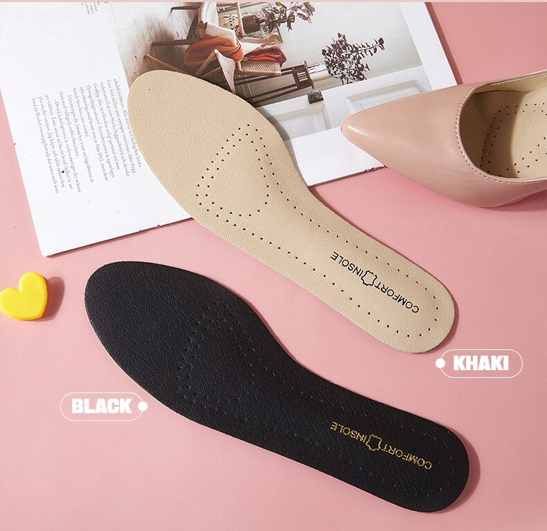 1 Paar Leder Damen Schuhe Einlegesohlen Weiche, rutschfeste Schuhpolster Komfort-Einlegesohle zur Unterstützung des Fußgewölbes zur Linderung von Plantarfasziitis an den Füßen_voghion.com