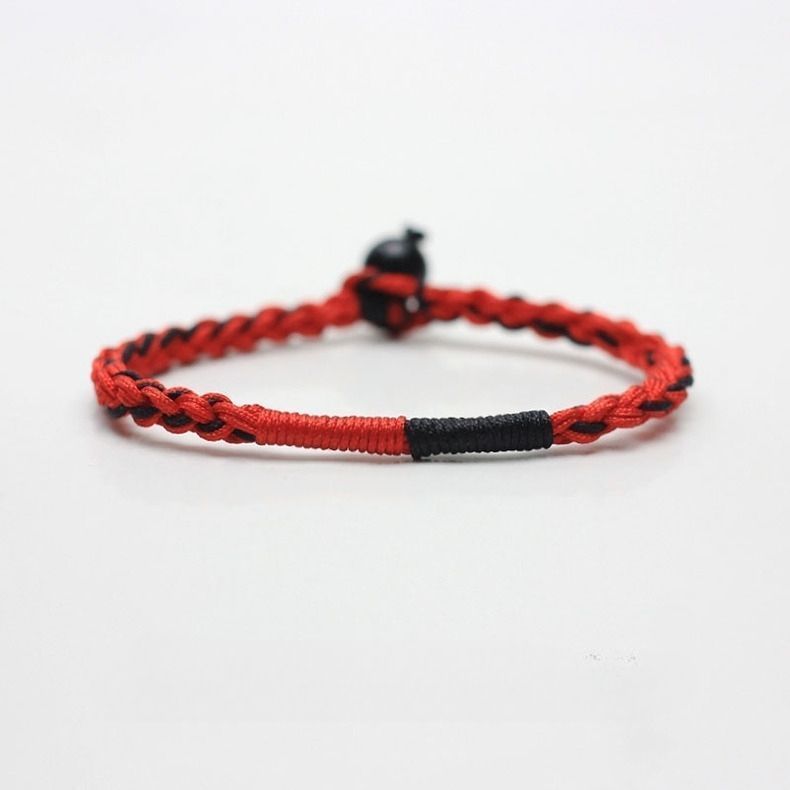 RedBi Rabbit Same Devil Red Black American Street Style Zodiac Year Niche Design Woven Bracelet_voghion.com