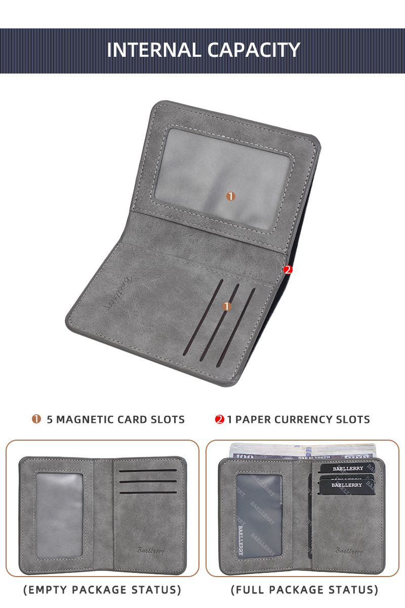 New Men's Short Wallet With A Premium Feel, Student-friendly, Frosted, Bifold Leather Wallet, Simple Design With Multiple Card Slots, Card Holder, Car_voghion.com