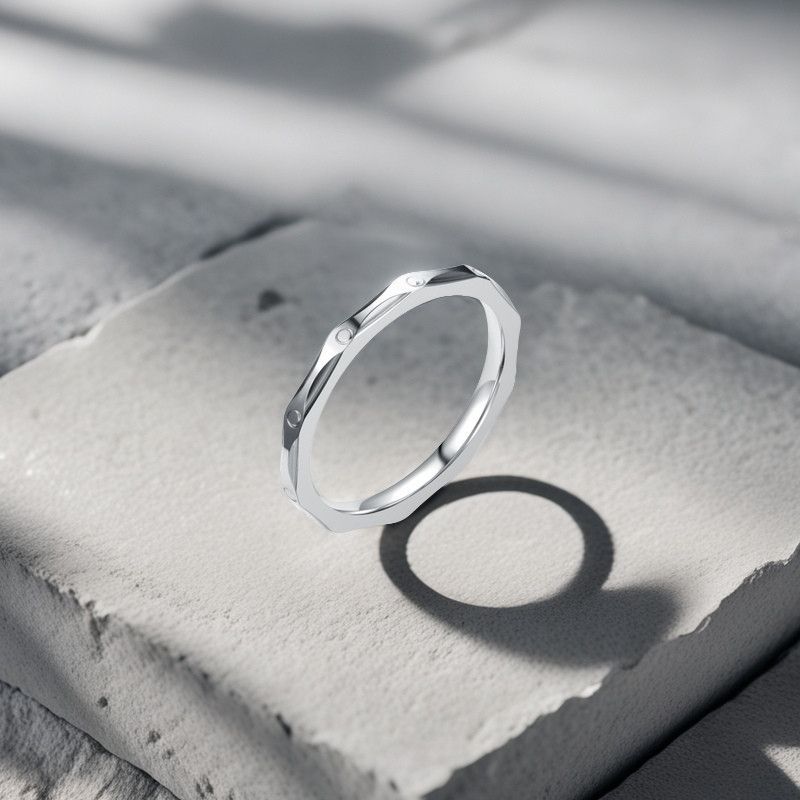 Anel de aço titânio em formato de diamante, resistente ao desbotamento, de alta qualidade, leve, luxuoso, nicho único, simples e avançado, anéis de casal femininos_voghion.com
