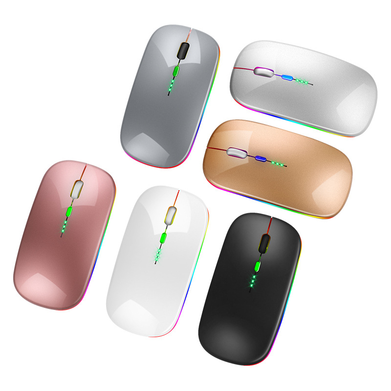 New Bluetooth Dual-Mode Wireless Rechargeable Silent Battery Indicator Office Gaming Light-Up Mouse_voghion.com