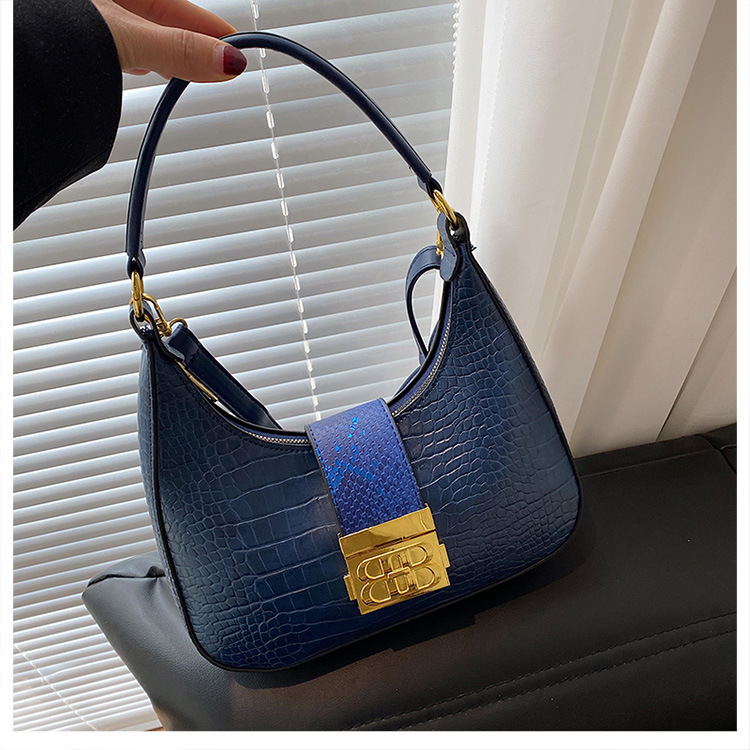 Cross-border women's bag 2023 new simple fashion shoulder bag retro crocodile pattern ladies underarm Messenger bag bags_voghion.com
