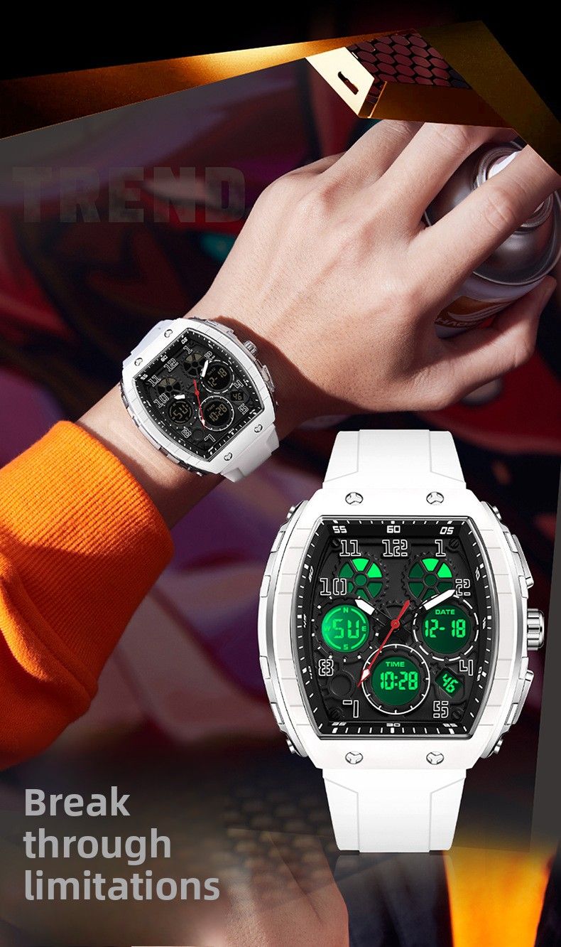Montre homme Sanda Live électronique numérique multifonction tendance en silicone étanche avec réveil, best-seller_voghion.com