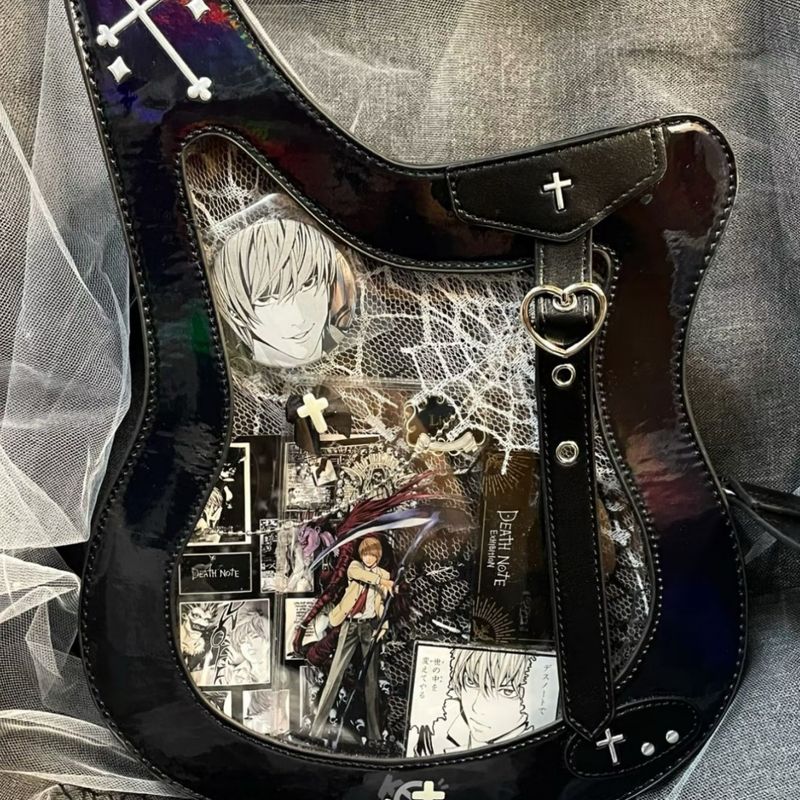 Borsa a tracolla per lo shopping e i pendolari, con distintivo trasparente laser per chitarra basso di New Subculture_voghion.com