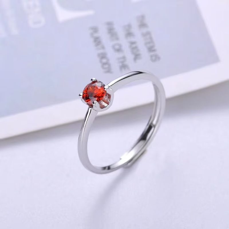 S Pure Exquisite And Compact Square Sugar Garnet With Feminine Temperament, Niche Design, Popular Ring Silver Jewelry_voghion.com