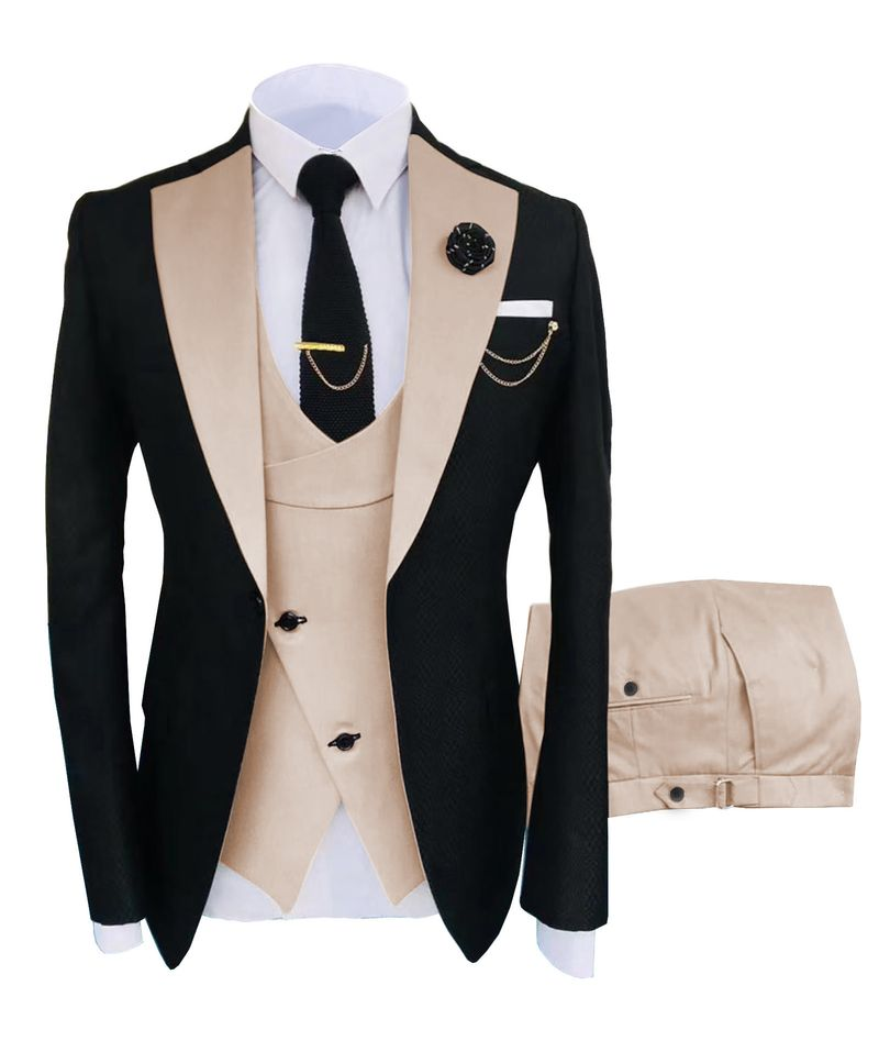 MERCURY Men's business casual men's three-piece groomsman wedding banquet suit_voghion.com