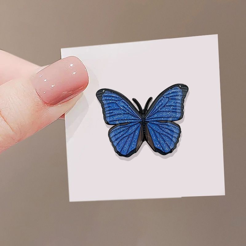 Blue Flash Butterfly Brooch High-end Women's Exquisite Fashion Niche High-end Design Suit Pin High-end Corsage Accessories_voghion.com
